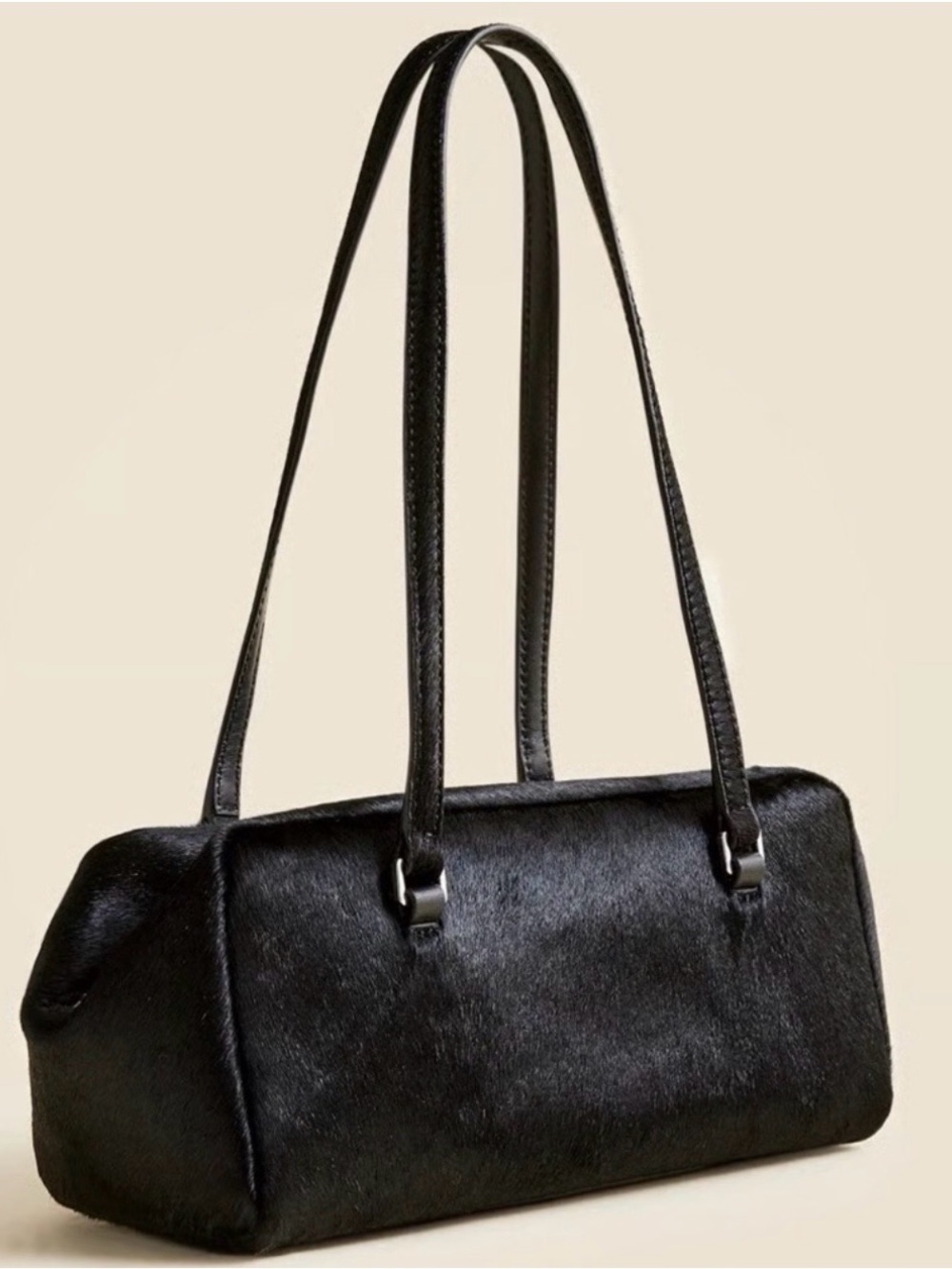 NWT J. Crew Black Delphine shoulder bag in calf hair #061